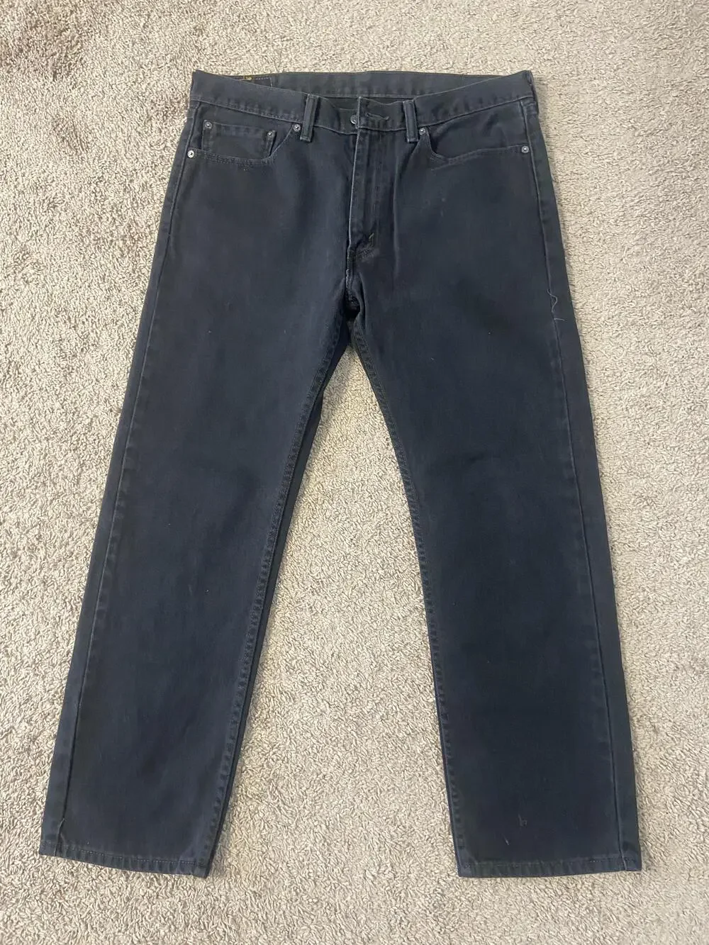 Levis 505 Jeans Mens 36x30 Black Denim Straight Leg Regular Fit Zip Fly Classic